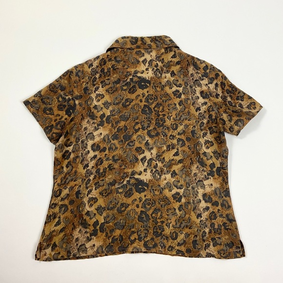 Vintage 90s Silk Leopard Print Blouse - Picture 2 of 5